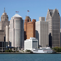 A view of Detroit, in the state of Michigan, USA
